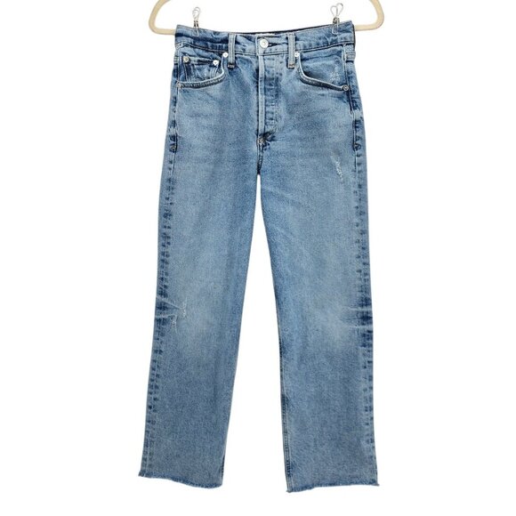 Citizens Of Humanity Florence Button Fly High Rise Crop Raw Hem Denim Jeans 24 - Picture 1 of 13